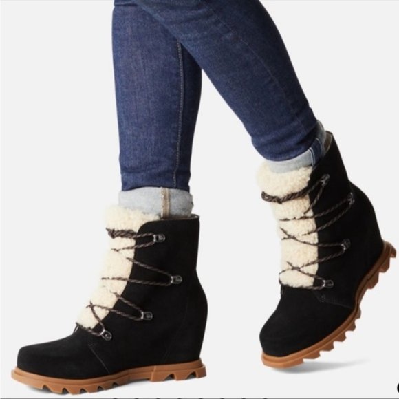 Sorel Joan of Arctic Wedge III Shearling Lace Cozy Boots - Picture 11 of 11